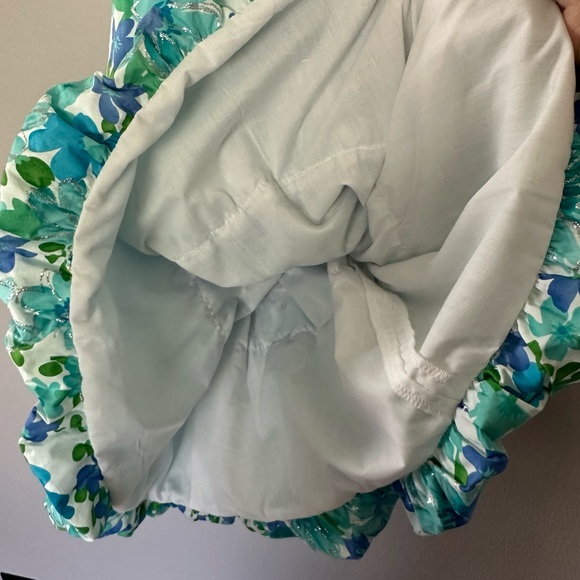 NWT Bonnie Jean Turquoise Floral Ballon Hem Dress Sz 16 - Picture 12 of 15